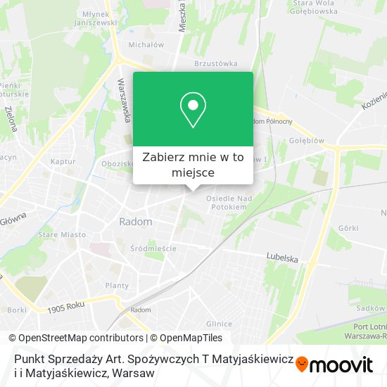 Mapa Punkt Sprzedaży Art. Spożywczych T Matyjaśkiewicz i i Matyjaśkiewicz