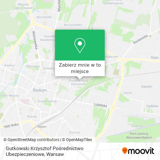 Mapa Gutkowski Krzysztof Pośrednictwo Ubezpieczeniowe