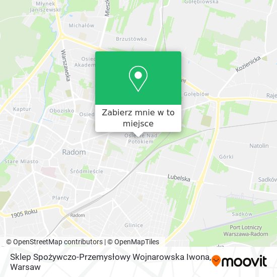 Mapa Sklep Spożywczo-Przemysłowy Wojnarowska Iwona