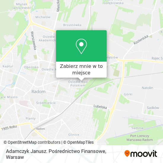 Mapa Adamczyk Janusz. Pośrednictwo Finansowe