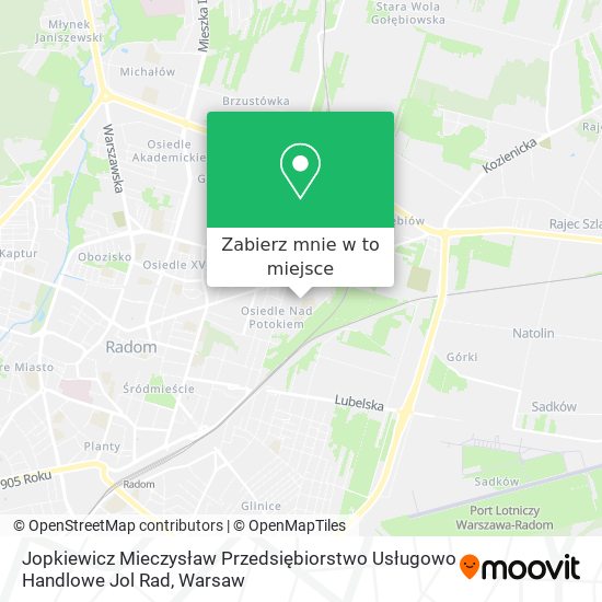 Mapa Jopkiewicz Mieczysław Przedsiębiorstwo Usługowo Handlowe Jol Rad