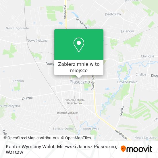 Mapa Kantor Wymiany Walut. Milewski Janusz Piaseczno