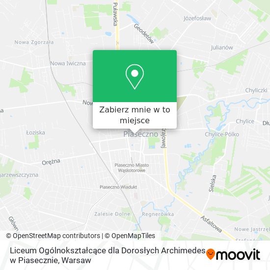 Mapa Liceum Ogólnokształcące dla Dorosłych Archimedes w Piasecznie