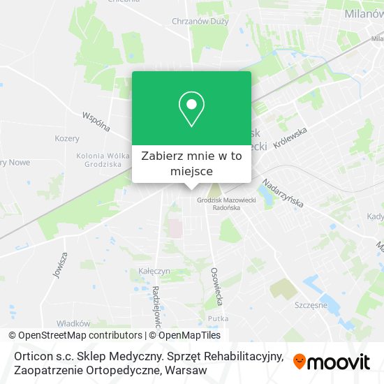 Mapa Orticon s.c. Sklep Medyczny. Sprzęt Rehabilitacyjny, Zaopatrzenie Ortopedyczne