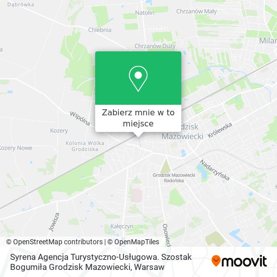 Mapa Syrena Agencja Turystyczno-Usługowa. Szostak Bogumiła Grodzisk Mazowiecki