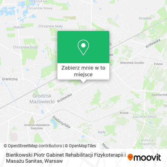 Mapa Bieńkowski Piotr Gabinet Rehabilitacji Fizykoterapii i Masażu Sanitas