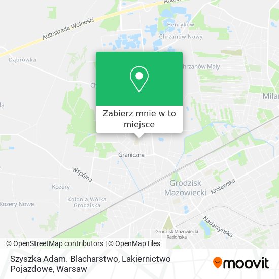 Mapa Szyszka Adam. Blacharstwo, Lakiernictwo Pojazdowe