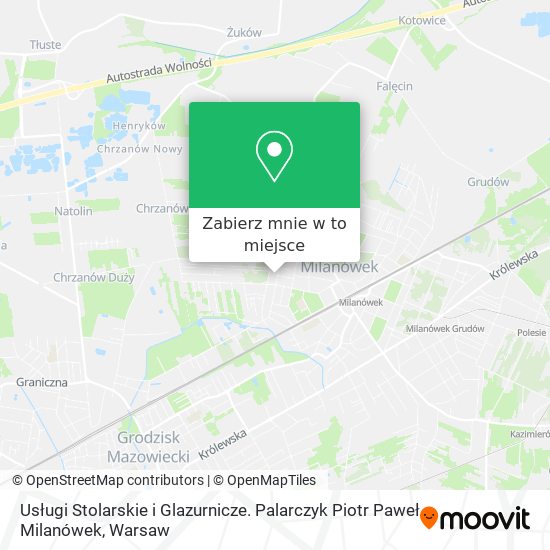 Mapa Usługi Stolarskie i Glazurnicze. Palarczyk Piotr Paweł Milanówek