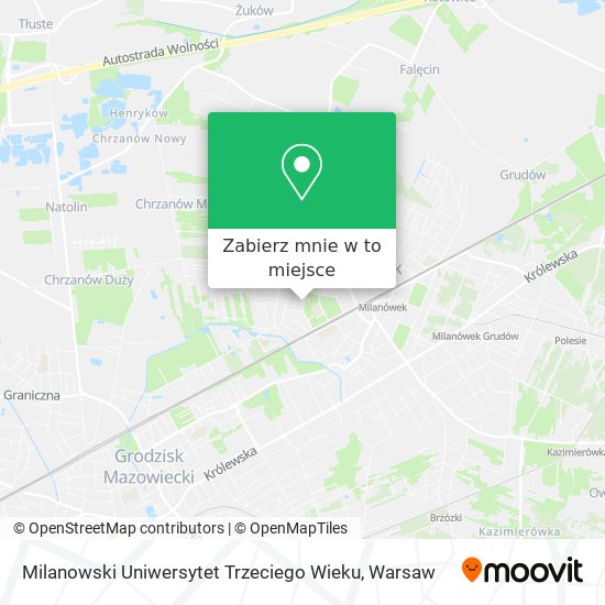 Mapa Milanowski Uniwersytet Trzeciego Wieku