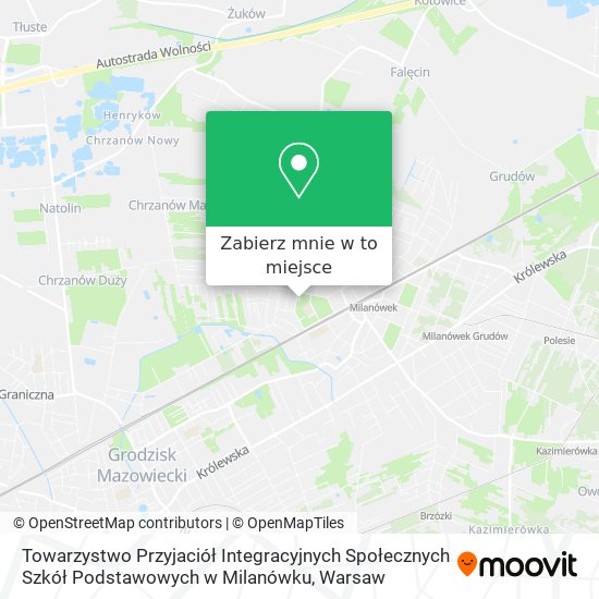 Mapa Towarzystwo Przyjaciół Integracyjnych Społecznych Szkół Podstawowych w Milanówku