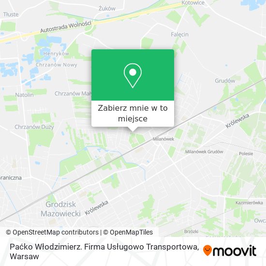 Mapa Paćko Włodzimierz. Firma Usługowo Transportowa