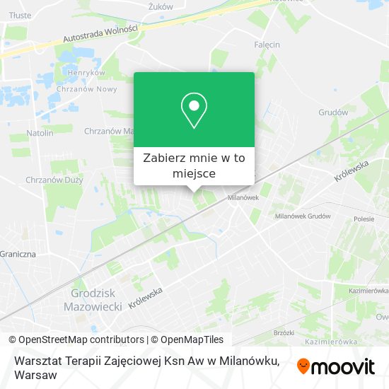 Mapa Warsztat Terapii Zajęciowej Ksn Aw w Milanówku