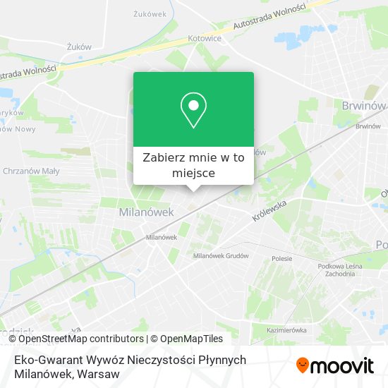 Mapa Eko-Gwarant Wywóz Nieczystości Płynnych Milanówek