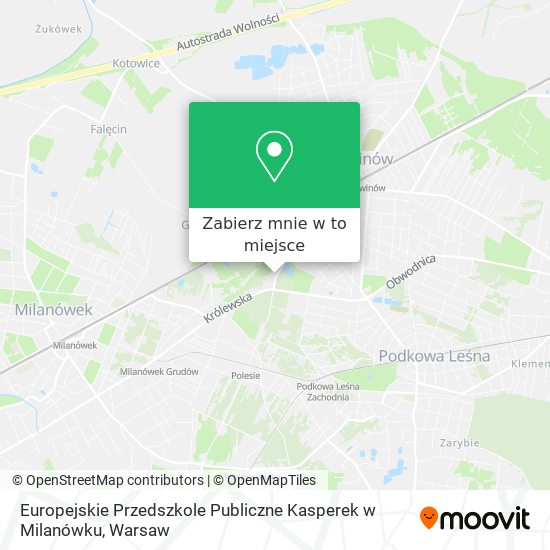 Mapa Europejskie Przedszkole Publiczne Kasperek w Milanówku