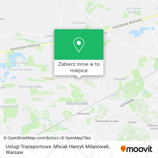 Mapa Usługi Transportowe. Misiak Henryk Milanówek