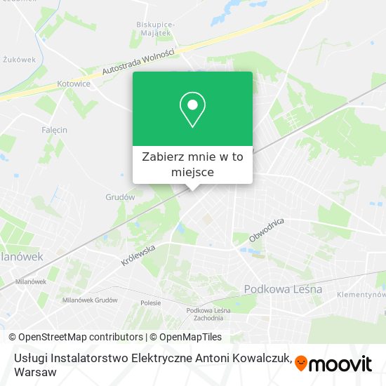 Mapa Usługi Instalatorstwo Elektryczne Antoni Kowalczuk