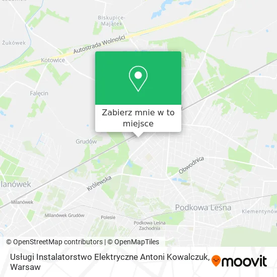 Mapa Usługi Instalatorstwo Elektryczne Antoni Kowalczuk