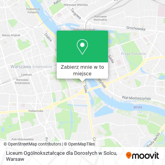 Mapa Liceum Ogólnokształcące dla Dorosłych w Solcu