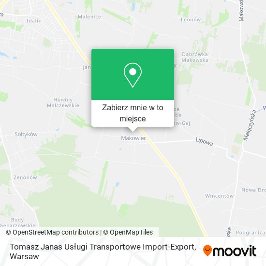 Mapa Tomasz Janas Usługi Transportowe Import-Export