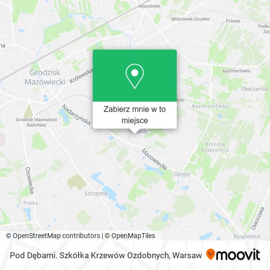 Mapa Pod Dębami. Szkółka Krzewów Ozdobnych