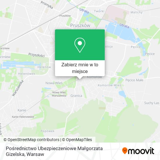 Mapa Pośrednictwo Ubezpieczeniowe Małgorzata Gizelska