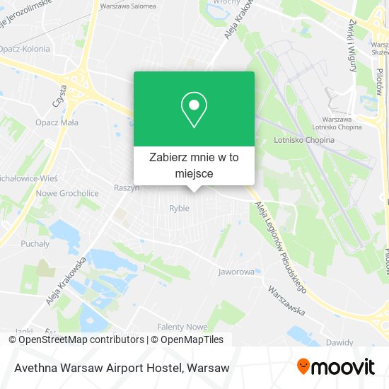 Mapa Avethna Warsaw Airport Hostel