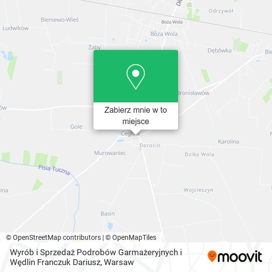 Mapa Wyrób i Sprzedaż Podrobów Garmażeryjnych i Wędlin Franczuk Dariusz