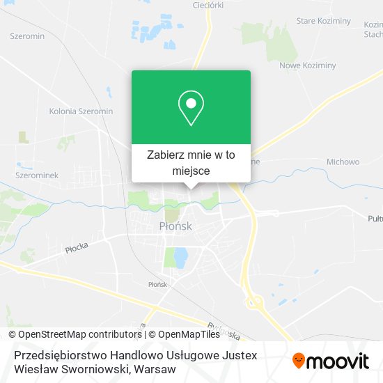 Mapa Przedsiębiorstwo Handlowo Usługowe Justex Wiesław Sworniowski