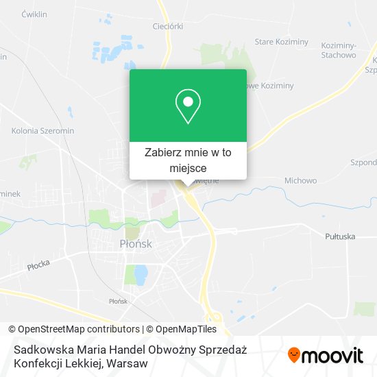 Mapa Sadkowska Maria Handel Obwożny Sprzedaż Konfekcji Lekkiej