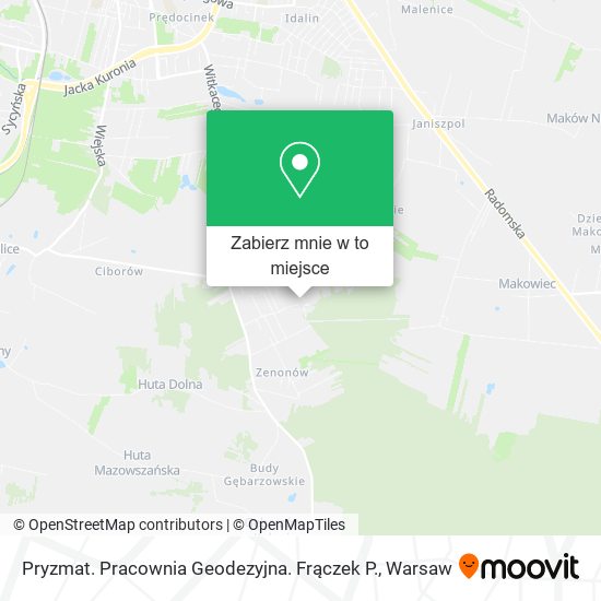 Mapa Pryzmat. Pracownia Geodezyjna. Frączek P.