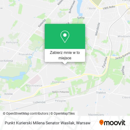 Mapa Punkt Kurierski Milena Senator Wasilak