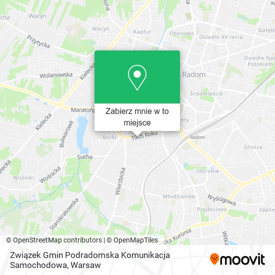 Mapa Związek Gmin Podradomska Komunikacja Samochodowa