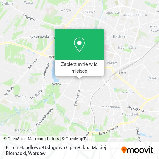 Mapa Firma Handlowo-Usługowa Open-Okna Maciej Biernacki