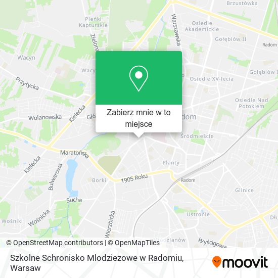 Mapa Szkolne Schronisko Mlodziezowe w Radomiu