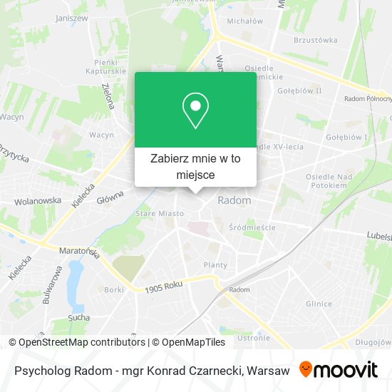 Mapa Psycholog Radom - mgr Konrad Czarnecki