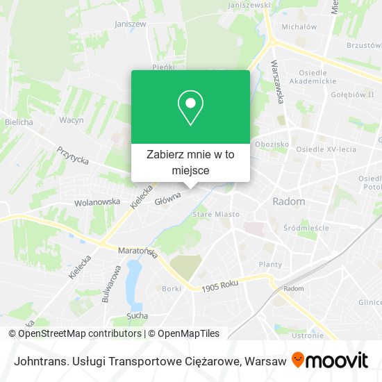 Mapa Johntrans. Usługi Transportowe Ciężarowe