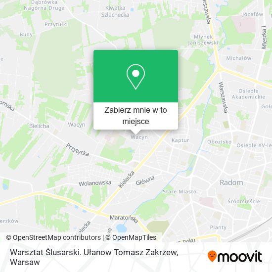 Mapa Warsztat Ślusarski. Ułanow Tomasz Zakrzew