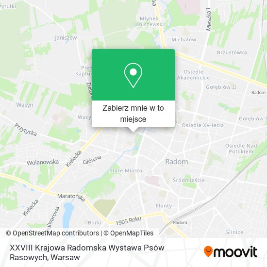 Mapa XXVIII Krajowa Radomska Wystawa Psów Rasowych