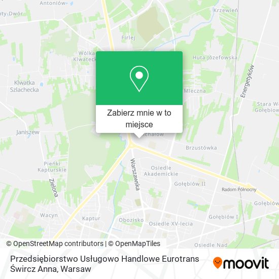 Mapa Przedsiębiorstwo Usługowo Handlowe Eurotrans Śwircz Anna