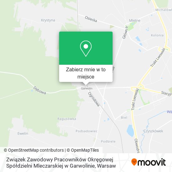 Mapa Związek Zawodowy Pracowników Okręgowej Spółdzielni Mleczarskiej w Garwolinie