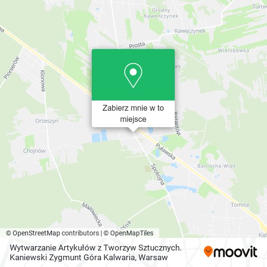 Mapa Wytwarzanie Artykułów z Tworzyw Sztucznych. Kaniewski Zygmunt Góra Kalwaria