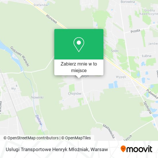 Mapa Usługi Transportowe Henryk Młoźniak