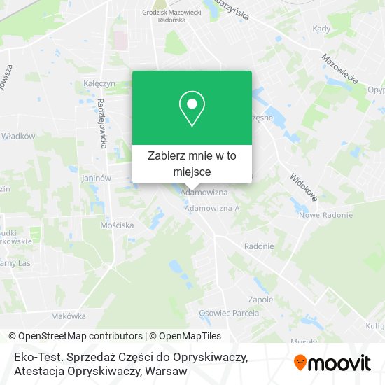 Mapa Eko-Test. Sprzedaż Części do Opryskiwaczy, Atestacja Opryskiwaczy