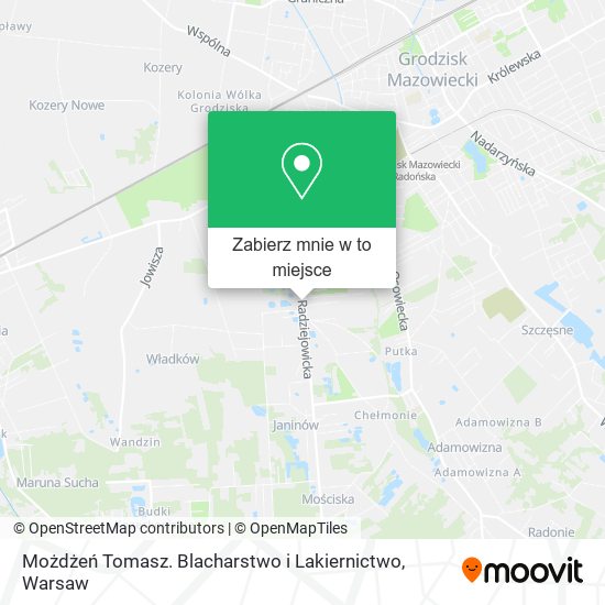 Mapa Możdżeń Tomasz. Blacharstwo i Lakiernictwo