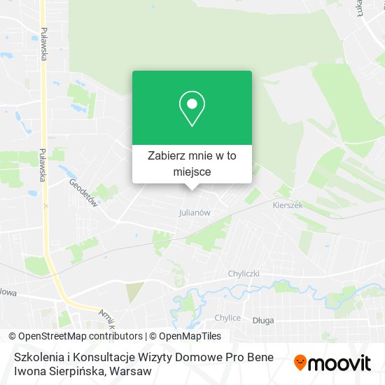 Mapa Szkolenia i Konsultacje Wizyty Domowe Pro Bene Iwona Sierpińska