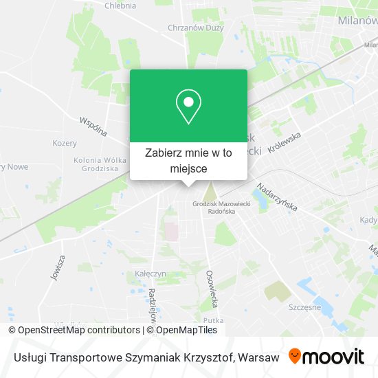 Mapa Usługi Transportowe Szymaniak Krzysztof