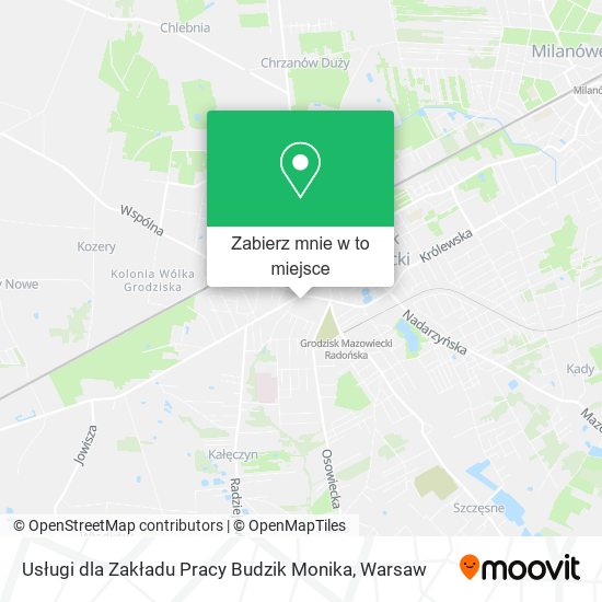 Mapa Usługi dla Zakładu Pracy Budzik Monika