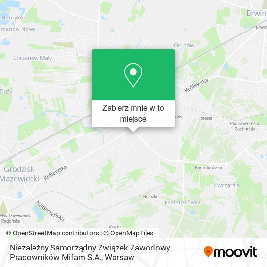 Mapa Niezależny Samorządny Związek Zawodowy Pracowników Mifam S.A.