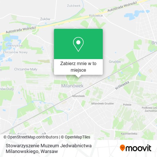 Mapa Stowarzyszenie Muzeum Jedwabnictwa Milanowskiego