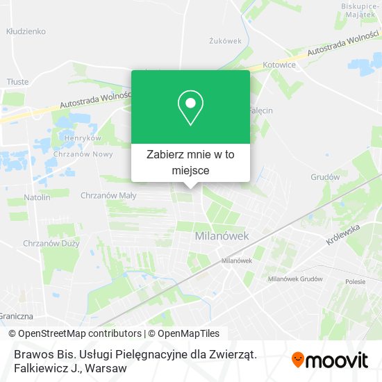 Mapa Brawos Bis. Usługi Pielęgnacyjne dla Zwierząt. Falkiewicz J.